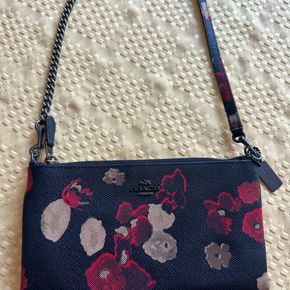 NEW Coach Crossbody Shoulder Bag / Clutch Leather Floral Detachable - Picture 10 of 10